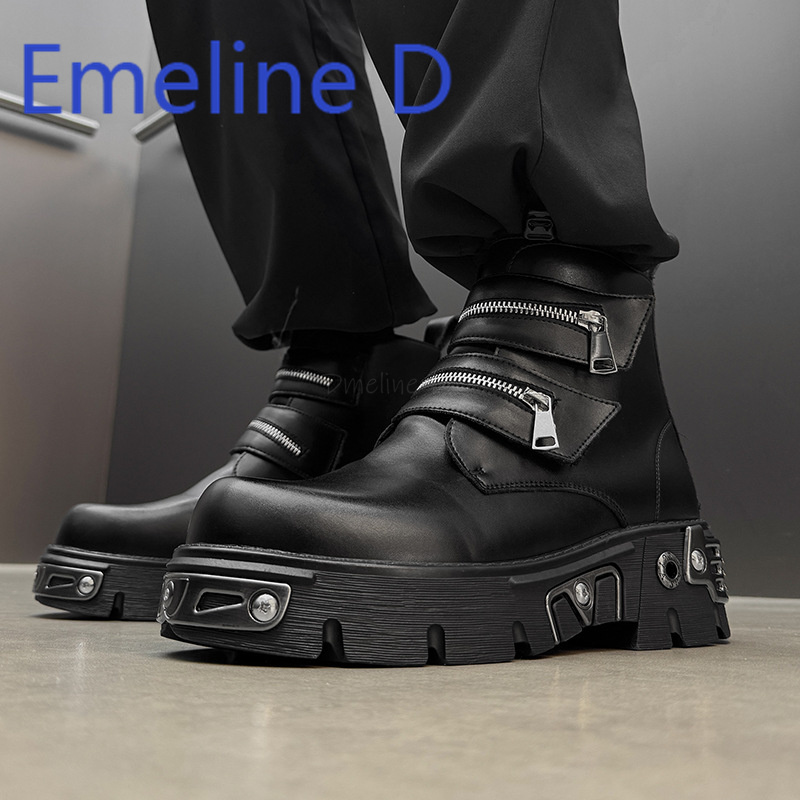 Sapatos de cano alto punk escu - Men'S Shoes Increase Height avaliação e preço
